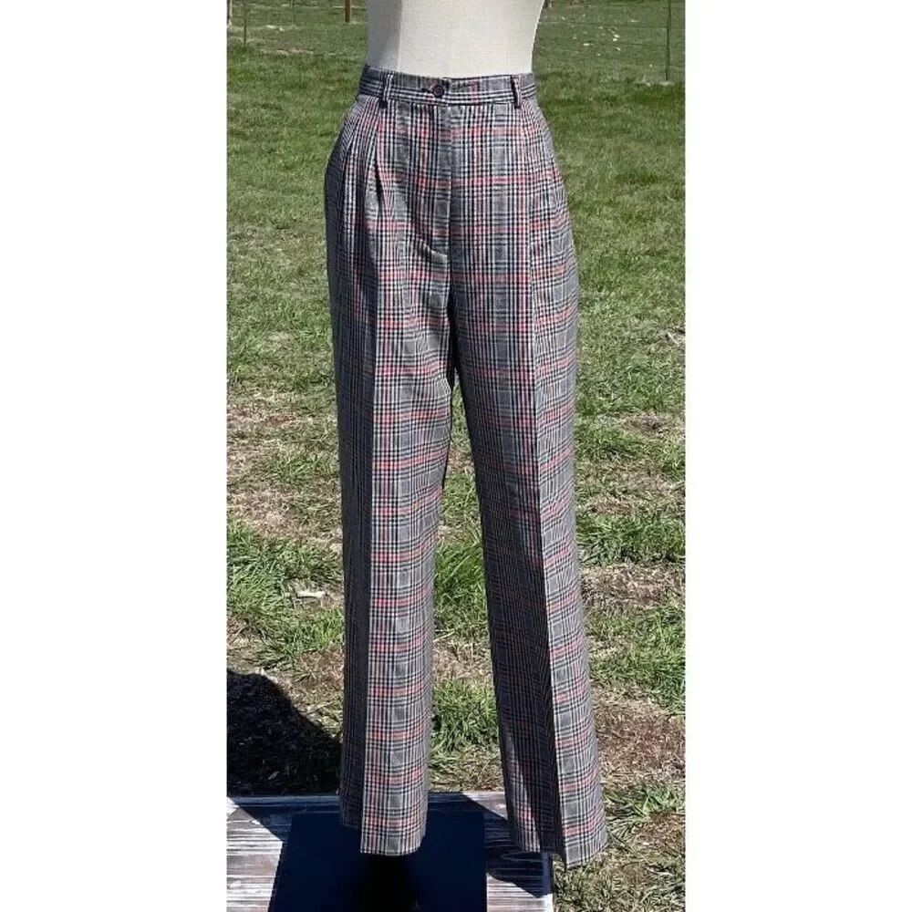 Vintage Pendleton 100% Pure Wool Plaid Women’s Wide Leg Pants Slacks Size 12
